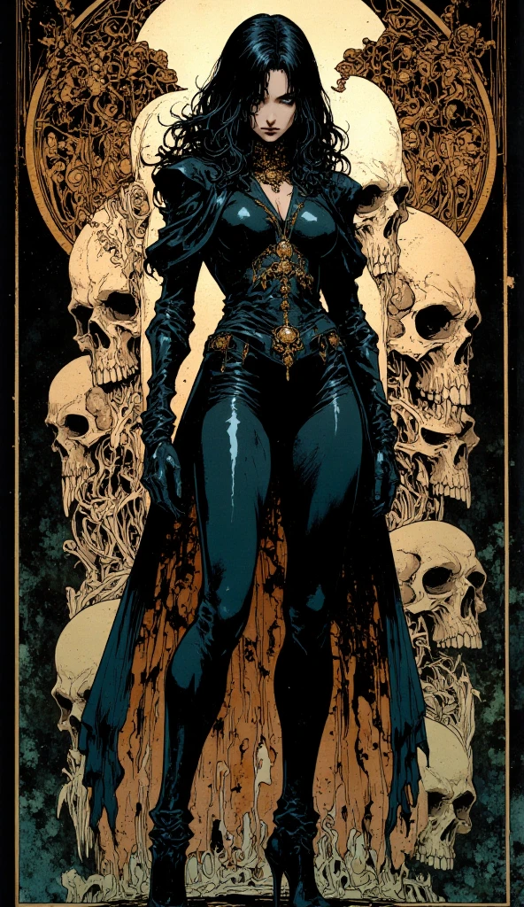(  [ An ( Alphonse Mucha's ) | A Victo Ngai's  ]
(  concept
(  tarot
 [ card | banner | card |  illustration ] 
) 
) 
)
with  the 
( Full body ) character [ portrait | design ]
of  ( [ an  ominous  | a gloomy ] ) biomechanical ( Milla Jovovich )  
( on top of a pedestal ) 
[ perfectly |  precisely ] centered in the middle of composition
with ( dynamic ( symmetry ) )
, CCDSF artstyle
full of  retro-futuristic ( art deco  (  circuit  ) designs  )
by [ Greg Stapples |  Boris Vallejo | Luis Royo ]
and by [ Donato Giancola | Juan Gimenez ]
, perfect ( ( symmetrical ) well proportioned anatomy )