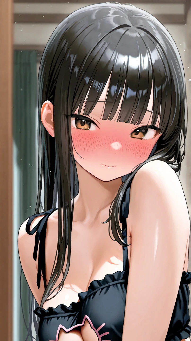 (nsfw)(masterpiece), Super detailed, High resolution, Best illustrations, Ultra-fine illustrations, (Official Art:1.2), (Anime screenshots:1.2), Beautiful face and eyes in every detail, Anime key visual, Perfect Anatomy, 8K Portrait,
One girl,
suzune horikita,
suzune horikita \(youjitsu\),
Long Hair, Braiding,
Black Hair,
(Red eyes:1.2), Slanted Eyes, Small eyes,
Blue ribbon,
Medium chest,
BREAK Watch Viewers,
Cowboy Shot,
Perfect light,
Indoor Background, School building, (((naked,全naked,Nipples)))