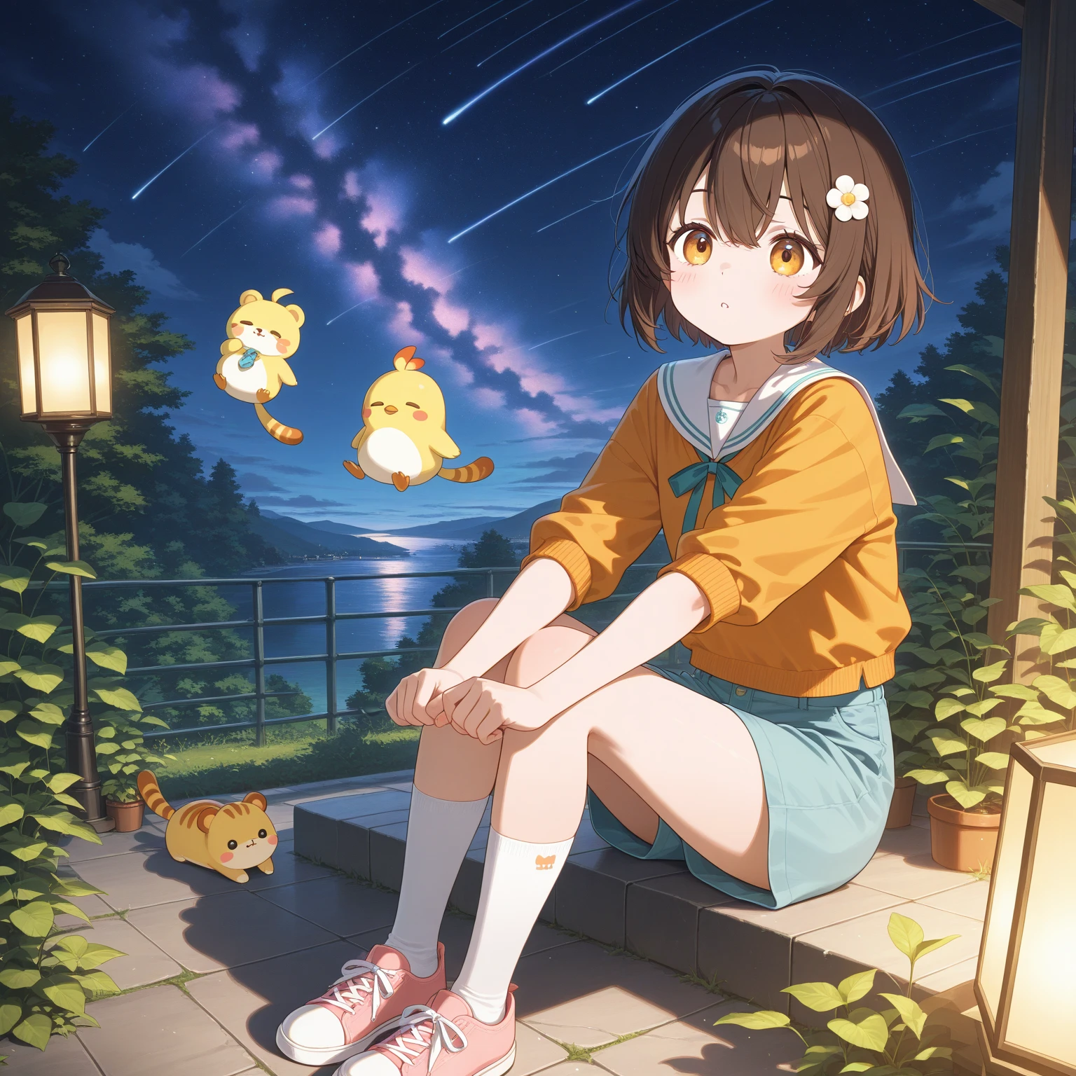 Cute loli,Barefoot,Tummy down,head looking up,Raise your feet , witch outfit