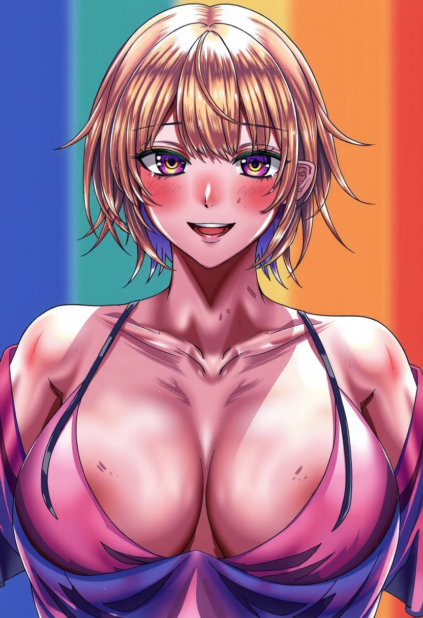 NSFW, (((excessive cum))), ((ahegao)), (((wet body, wet hair))), (dark skin), punk fashion, ((vaginal, sex)), (((lying))), (((open legs))), athlete, naughty face, (drunk), ((((multicolored hair)))), blonde hair, abdominal muscles, (((short hair))), tan, (((cleavage))), beautiful detailed eyes, detailed long tongue, lots of earrings, full body shot, ((((8K, Best Quality, master piece))))