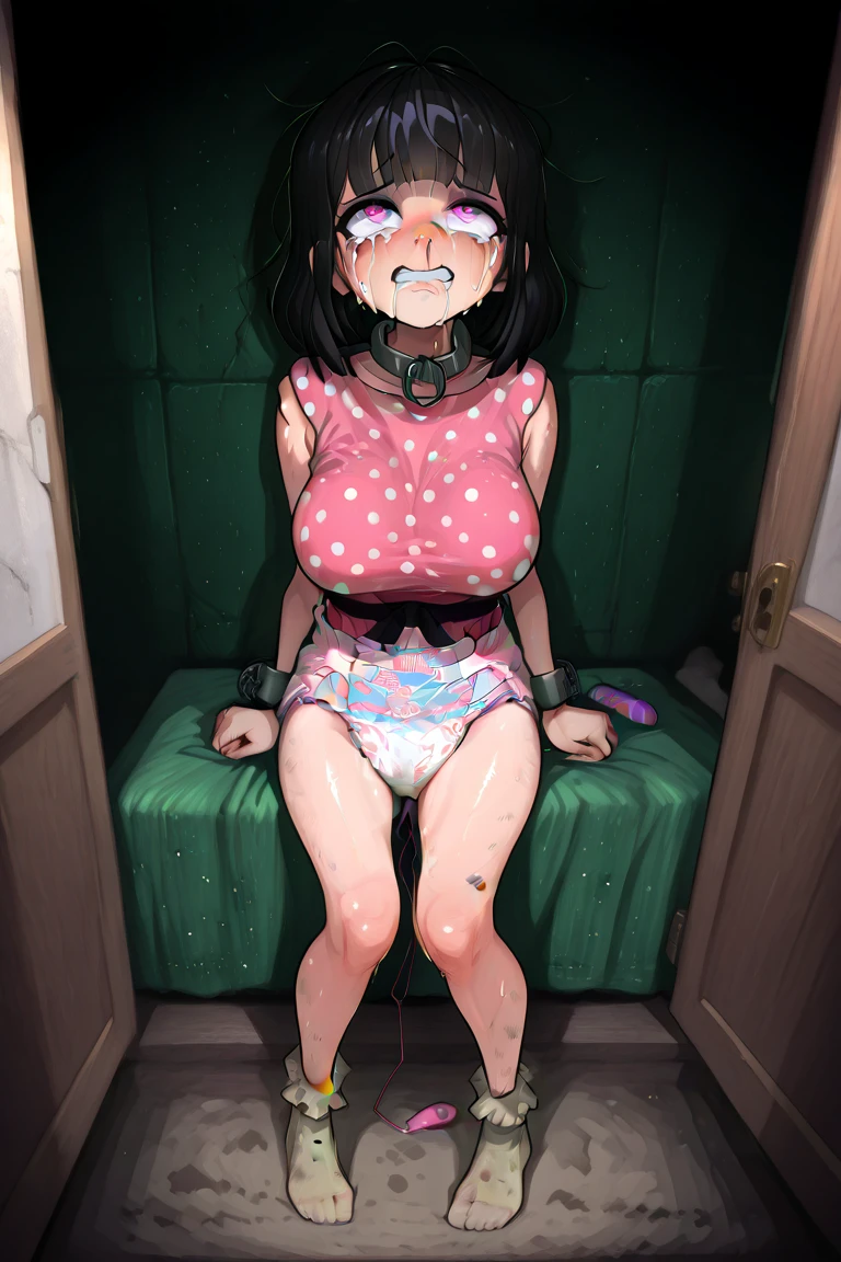 hanekawa tsubasa、eye glass、Braids、A dark-haired、large boob、fullnude、 (Black hair, Brown eyes, Round face),  With ribbon, (nose blush, Naughty, half opened eye, Drooling),On the bed in the infirmary,   [Full body shot]、Hardcore BDSM Kak Dega Again、Plenty of love juice、pale pubic hair、Wearing a black dog collar,Full body shot,body piercings,Large open legs、eye glass、Head-to-toe shots、Hand flail、fetters、Squirting、spout、There are a lot of them all over the body、Soak up the bright sunshine under the tropical sun、The udder is squeezed out with a rope、Woman in chains、slightly turned to the side、The lower back is cramping up and down、Chest is bobbing up and down、screaming in pain、 超A high resolution, (Photorealistic: 1.4)、Crying with joy、Crying in pain、Shot from a 45-degree angle to the right、Huge 、Stand on all fours with your butt facing the viewer、sticking out the tongue、Peeling the whites of the eyes、Crying in pain、eye glasses、
