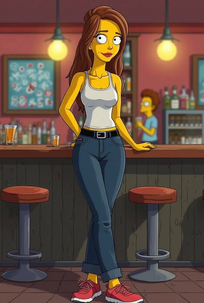 ((High Quality Image 10k)) (( perfect autonomy 10k)) Masterpiece, Charlie Emily, solo girl, white girl, cute face, happy, lovesick, brown long length hair, brown eyes, naked, medium sized breasts,skinny body, pubic hair, barefoot, big Feet, Charlie Emily Equestria girls, Full body, Standing, in a restaurant, Charlie Emily, cuerpo completo, high resolusion