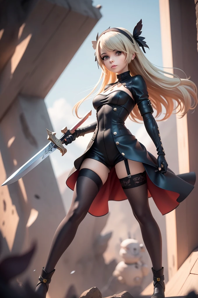 (masterpiece, best quality), intricate details, 1girl, 1girl in, age19, Solo, Long hair, Colossal, Looking at Viewer, blond hair (standing full body toe to head by wooden pole:1.2) iron collar, arms behind back, iron cuffs, shackles, bound, bondage outfit, harness, o-ring, bondage outfit blindfolded, happy red cheeks, chain leash collar choker neck bell shackles wristbands bracers bracelets, cleave gag, sad face, red cheeks, crying tears, painful (she was sold and betrayed by her own family)