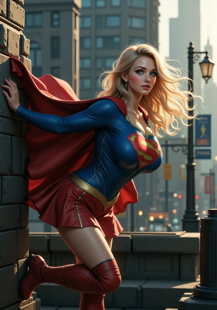 Best Quality, masutepiece,(Best quality, masterpiece, absurdists)), 1girl(supergirl),20 years old, defined body, expressive and blue eyes, huge breasts, Short Dress Loose Jacket Viscose Single Front,vestido frente única, cleavage, smirk