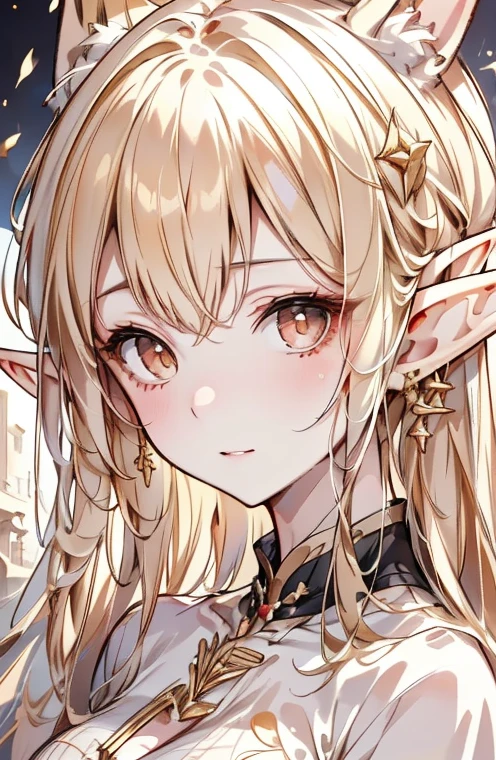 ((Highest quality)), ((masterpiece)), (detailed), Perfect Face,juvenile,Bob Head,Orange hair,Elf