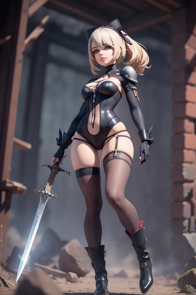 (((8k,best qualtiy,masterpiece1.4,hyper-detailing)))(Girl with sword and hoodie in urban environment), Natural breasts:1.0, (Slim waistline, Hip circumference:1.0, pelvis:1.0), (full bodyesbian,depth of fields), (slenderlegs), wet with oil:1.4, ((Detailed beautiful face)), (perfect eyes, Detailed eyes), (detailedfacialfeatures), beautiful and clear eyes, detail eye pupil, Gloss on lips, (eyeslashes:1.4), detailed hairs, (((Crisp short hair))), The sheen, perfect hand, Tightened,(The perfect sword ),Deny automata, 2 b from nier automata, 2b from nier automata, Neil 2 B, nier autoamata, 2b, 2 b, nier, Extremely detailed Artgerm, nier automata, by Yang J, nier:automata inspired, nier : automata inspired