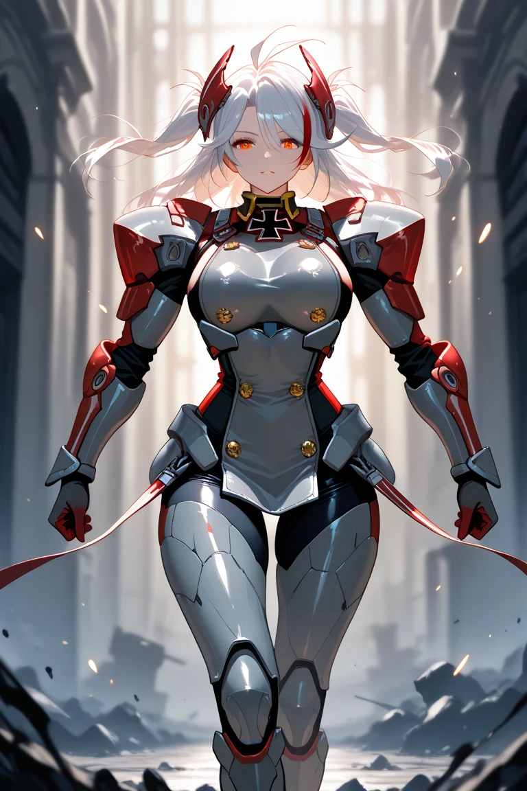 two samurai (Standing with arms crossed over chest, back against wall).white hair .lolita.fantasy.two samurai guarding in the forest at night, yasuke.fog. Ninja robot.shinobi robot. Red eyes, devil mask, rain. The dark night. Equipped with Sword at the back. Katana is in the back. Robots. Gear. screws. lamp. lamp. wire in the back. Catch the monster in the alley.UE5 CGI.Abandoned house.step forward.Bright eyes.Red suit.Robot helmet.Red leather clothes.
