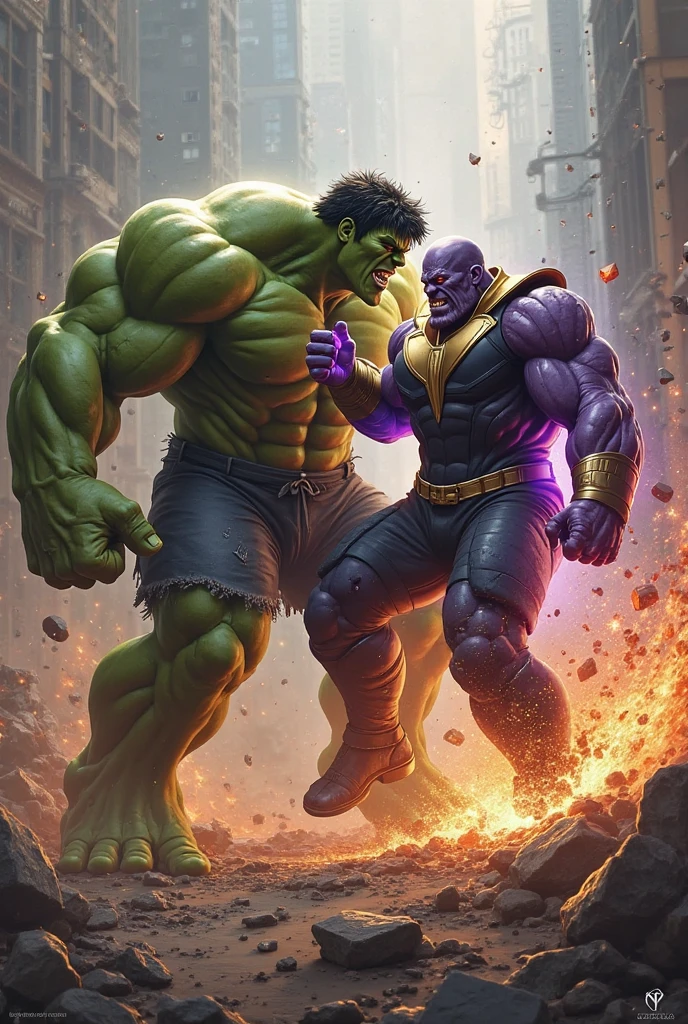 The incredible hulk punches a purple villain who explodes intoslime