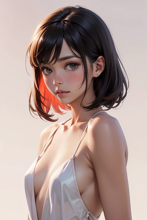 Realistic photo of a beautiful f3l1c1tyj-v1 woman, 1girl, solo, looking at viewer, simple background, black hair, dress, bare shoulders, parted lips, white dress, lips, strapless, makeup, lipstick, strapless dress, realistic, realistic, soft lighting, professional Photography, Photorealistic, detailed, RAW, analog, sharp focus, 8k, HD, high quality, masterpiece<lora:f3l1c1tyj-v1:1.0>