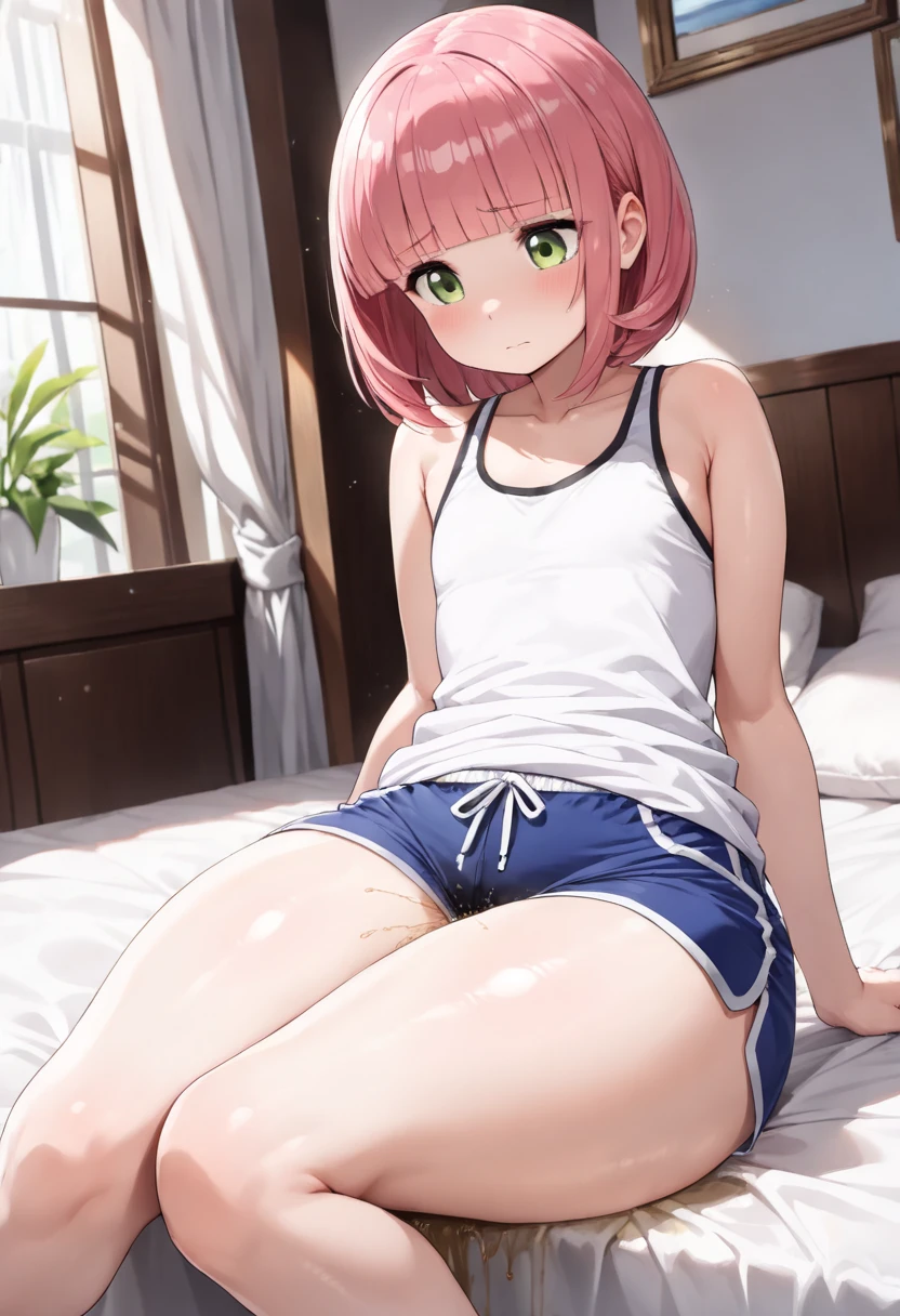 8k,Highest,quality,(highest quality:1.1), (masterpiece:1.4), (Confused:1.0),
1 person, Deviluke Type, hair ornaments, Bobcut, Short Hair Pink Hair, Purple eyes,Medium chest ,(School Swimsuit), Her Room, (blush:1.2), smile,(Perfect Fingers),Squat,Spread your legs ,ass pov,Heavy breathing,masturbation,Pussy Line,mesugaki,