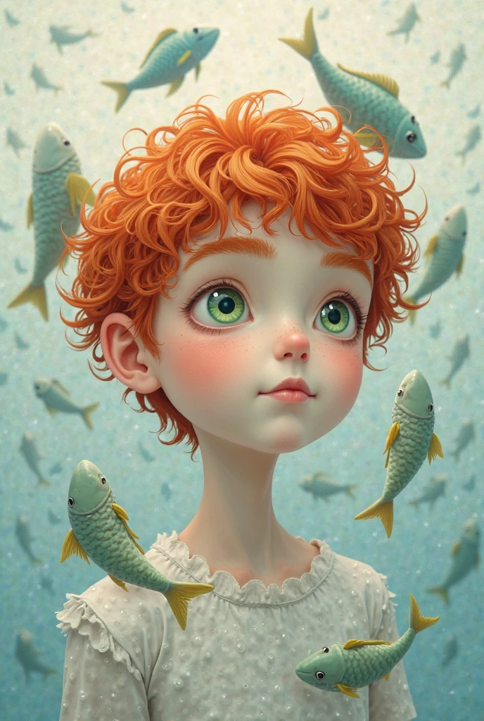 a young man tritton with medium-length blond hair, freckles, scales on some parts of the body, underwater, fish, coral, underwater vegetation, shell, clear water, tritton, long eyelashes, realistic, photorealistic, photo-realistic:1. 37, 4k, ultra-detailed, extremely detailed, hyperrealistic, highly detailed, masterpiece:1.2, vibrant colors, natural lighting, cinematic, dramatic, fantastic, magical, surreal, ethereal, serene, tranquil, atmospheric, bubble, no clothes, man-fish, anemone, corals, school of fish, huge amount of fish,