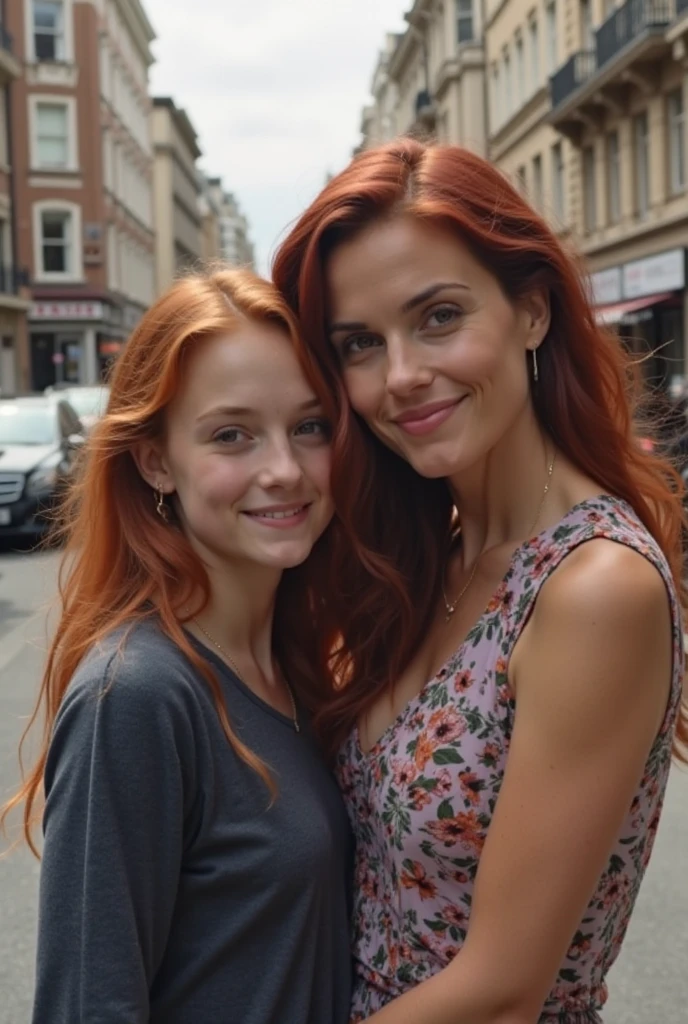 2heads, two headed girl, (a 10 year old girl and a 25 year old woman:1.5), (a redhead and a brunette:1.3)