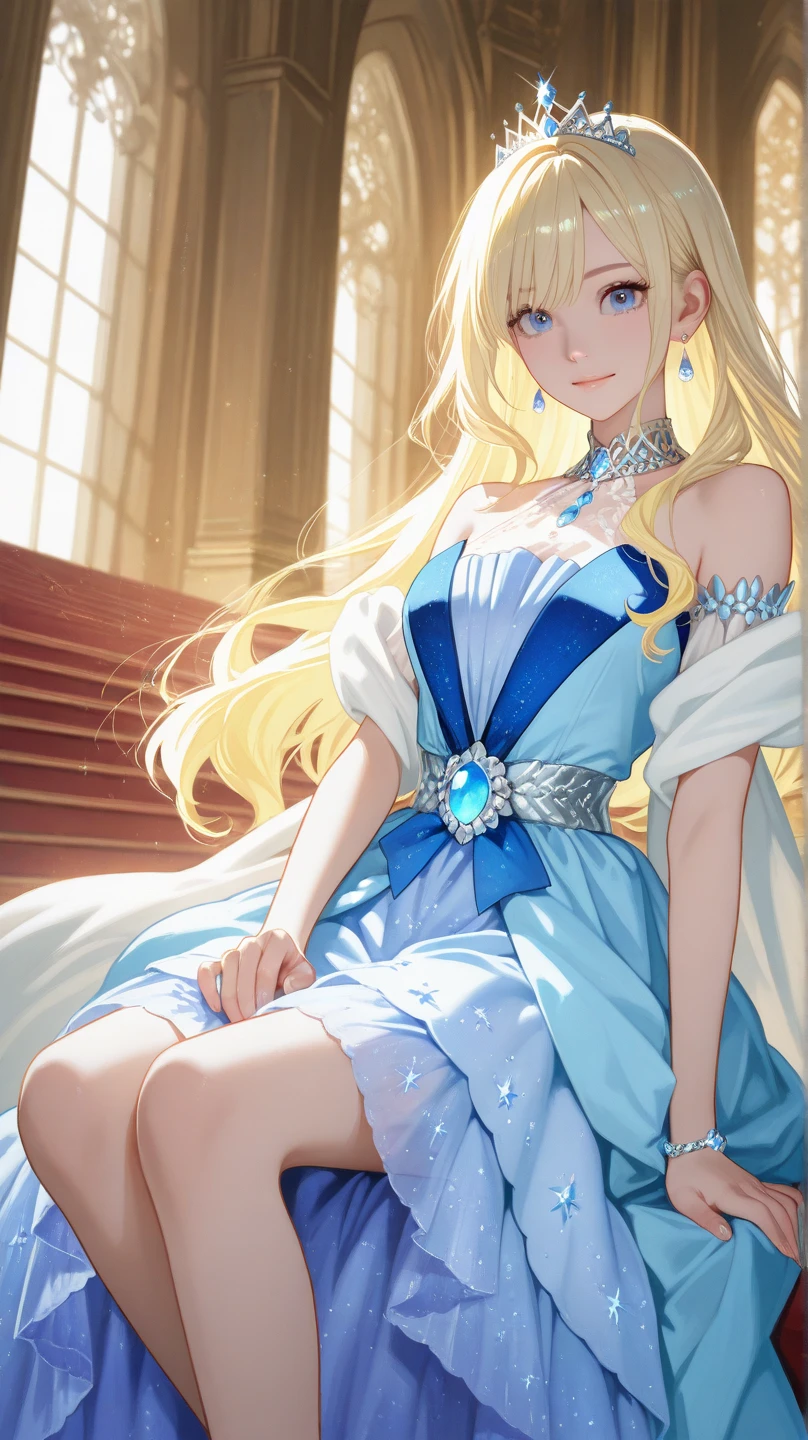 Portrait of beautiful Elsa a medival girl, deatiled dress, (20 years old), beautiful eyes, background medival village, full body ,perfect face , sharp focus, long blonde hair, sunny, smile, (sexy)