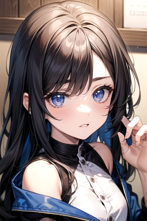 , brown or black shoulder length hair