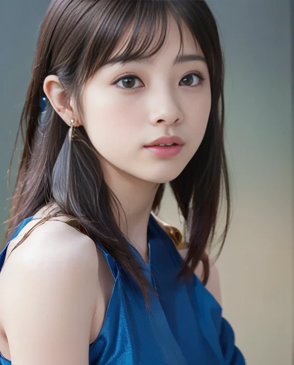(best quality,masterpiece:1.2),1girl,solo,pale skin,(fair skin:1.2),8k,ultra high res,ultra detailed,best quality,((looking at viewer)),(((perfect lighting))),bright lighting,((shooting at studio)),ultra high quality,perfect anatomy,((bangs)),(long hair),(black hair),(((flat chest))),18yo girl,<lora:meari_v01-000008:0.9>,meari,((eyemake)),(((braided hair))),porca dot,(((sky blue contemporary dress))),portrait,(profile),((simple background)),((white background)),smile,looking away,((hair ornament)),good at styling hair,