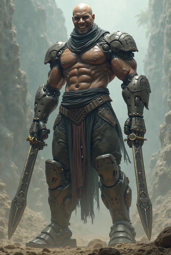 Male anthropomorphic dinosaur, Concept Art, Heavy armor, Dark red skin、Big eyes、Sharp Eyes、A charming face、masterpiece, Front view, high quality, feet, Pause, Shorts, Toned Up、Sword and shield ready、Body facing forward、