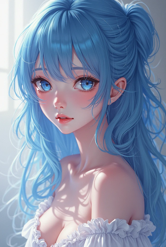 Naked Big Tits Japanese with Blue Hair、Blue eyes、I have stupid hair.