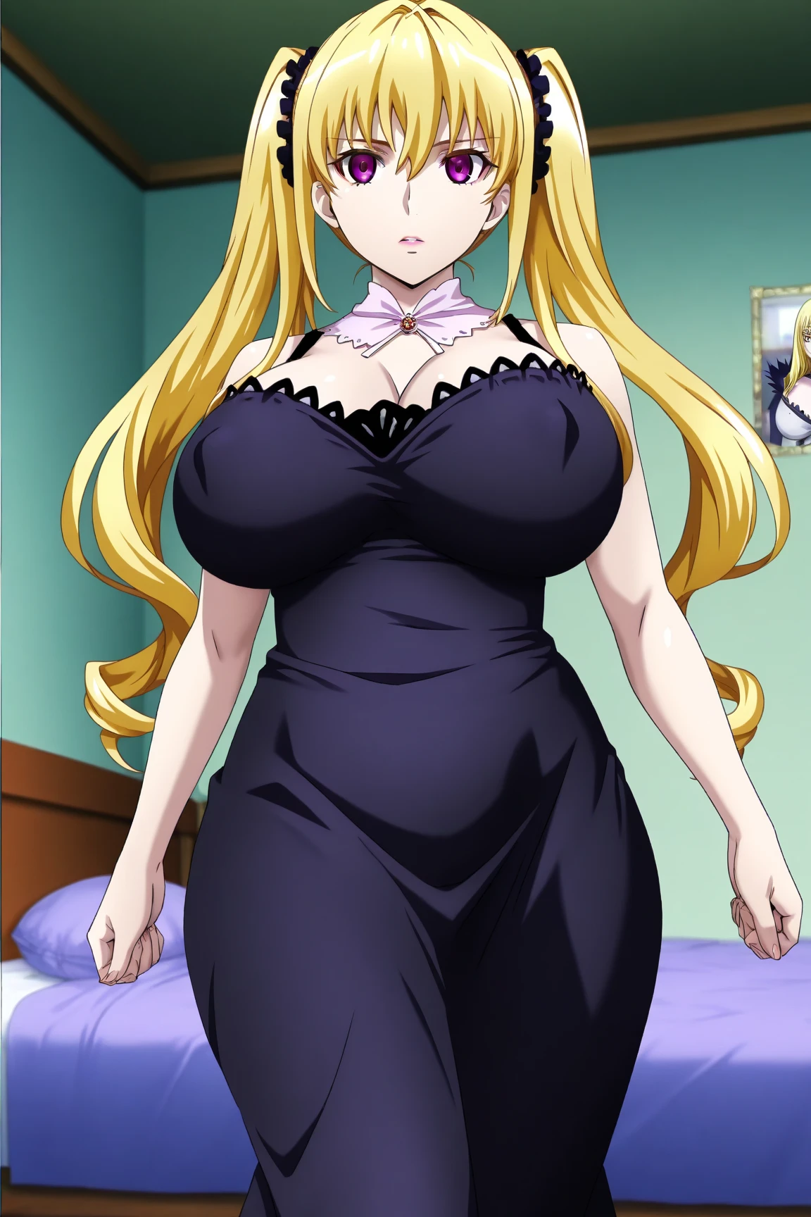 Lucy,Big breast,Plump,Curvy figure,Golden bracelet,Professional make up,Long wavy 
hair,Half open eyes,pearl necklace,Hoopa earring,Mature,plump,Sleeve thin Classy dress,Cleavage,Wedding ring,Eyeshadow,Glossy lips,Dandy old man wearing matching ring with lucy standing beside lucy and getting intimate with her,Family photo