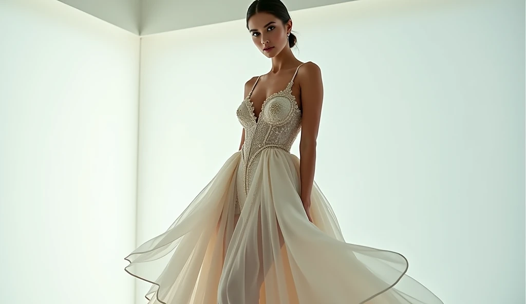 Elegant fantasy dress for women representing the civil engineering career