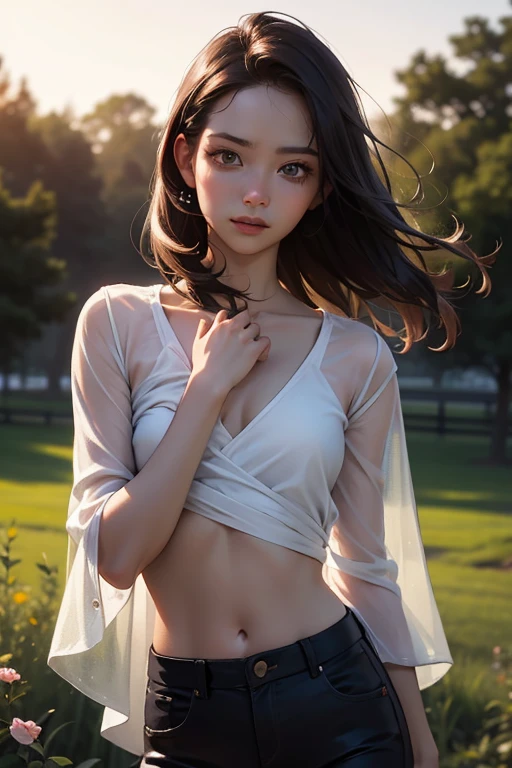 (masterpiece, Highest quality)、pretty girl、Naked with only a shirt on、No underwear、