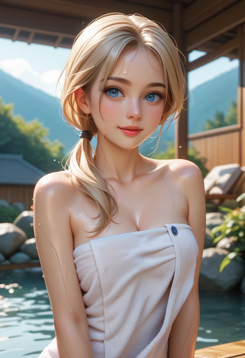 (masterpiece), (highest quality), (become familiar with), light layer, 1 girl, young girl in the forest, sexy transparent colonial dress, perfect body, blonde hair, pronounced chest, defined clavicle, Super realistic, realistic, become familiar with, perky see-through nipples, wet clothes,  