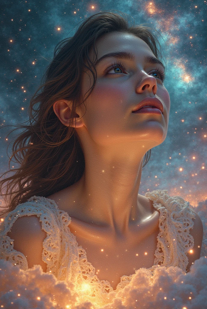 beautiful detailed eyes, beautiful detailed lips, extremely detailed eyes and face, longeyelashes, 1girl, beautiful woman, sheer nightgown, no underwear, sleepwalking, looking out starship window, ethereal cosmic beauty outside window, cinematic lighting, dramatic atmosphere, (best quality,4k,8k,highres,masterpiece:1.2),ultra-detailed,(realistic,photorealistic,photo-realistic:1.37), science fiction, dramatic lighting, moody lighting, deep space, stars, nebulas, planets