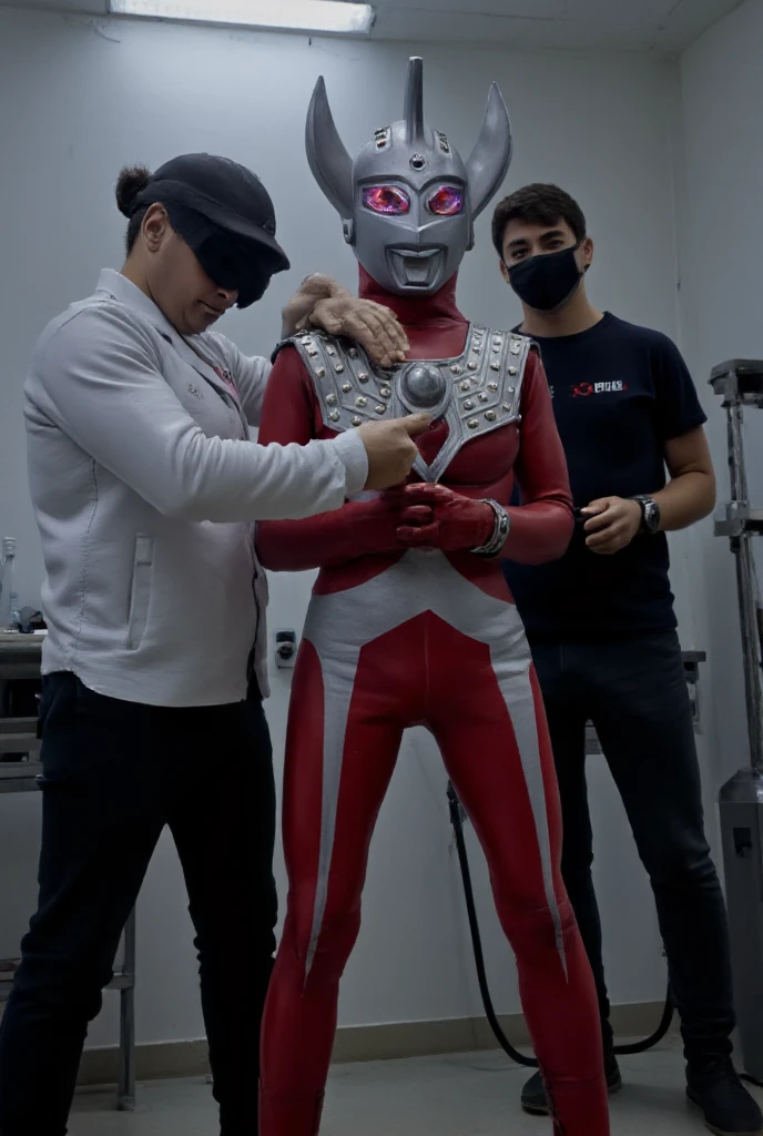 ultraman taro pin up,photo realistic,gay,bara,nude,naked body,slim body,human skin color,hairy body,slim body,head only ultramantaro with naked human body,small penis,shower room