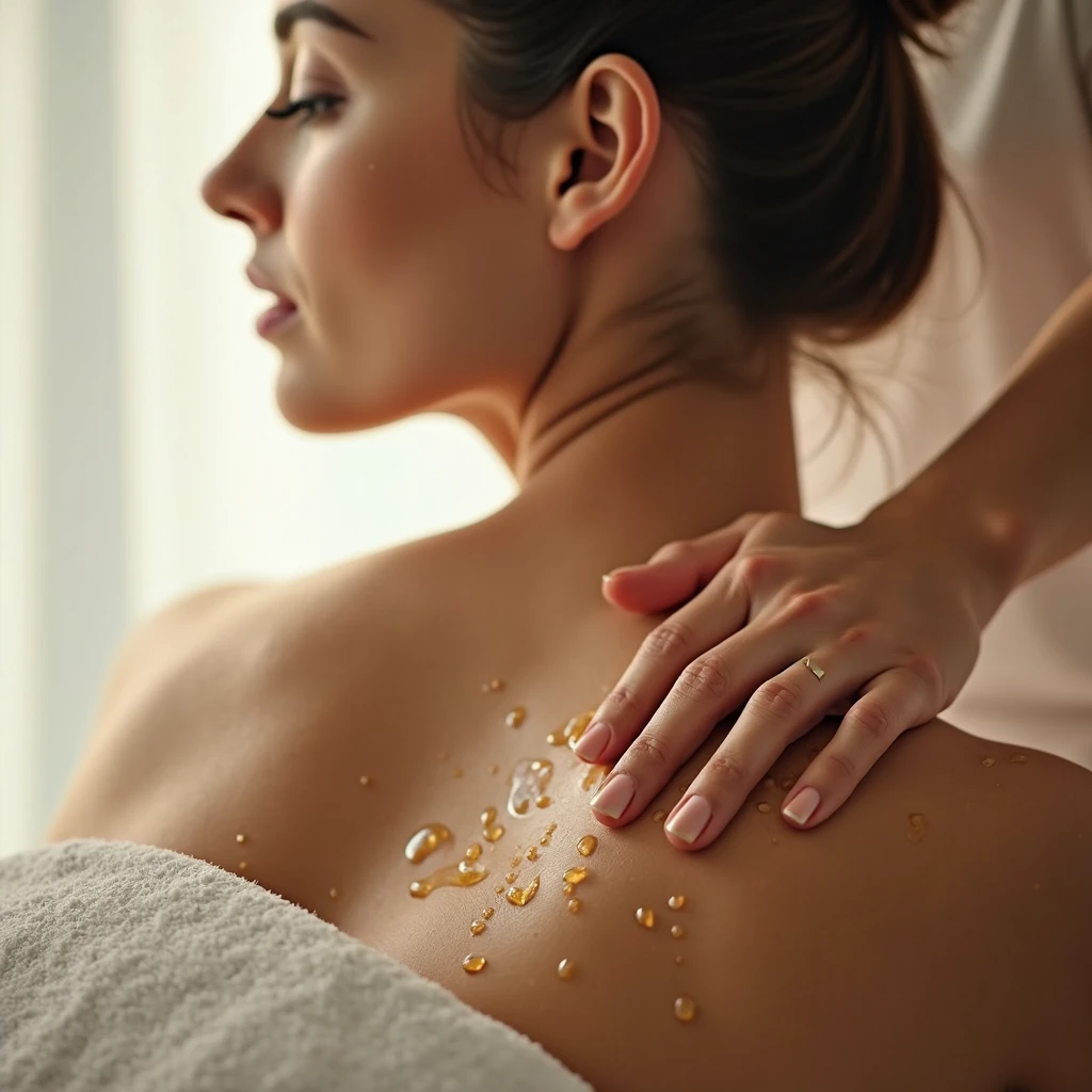 Woman receiving oil massage