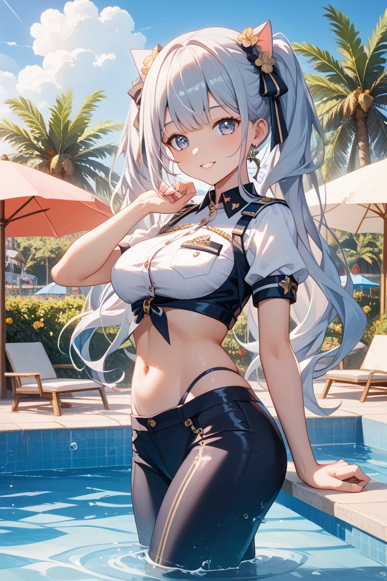 (8k, RAW foto, mejor calidad, (Obra maestra, super high quality, super detailed), anime style paisaje, (((colores Aleatorios de cabello))), chica joven, Absoluto, velas escarlatas, girl looking at the sea from the coast, camera looking at the sea, detalles intrincados, sailing ship with velas escarlatas, Una escena de una novela de Alexander Greene. "velas escarlatas" A beautiful women posing for a photograph in an alley, brown ponytail, golpes, risa feliz, blue eyes, Cuerpo magro musculoso, perfect ???????, Looking to the camera, Time of the day, cielo azul, estilo animado, al aire libre, tendencia en artstation, Oh!, sakimichan muy sensual, con ropa original cuerpo entero, muy realista, extremadamente realista, extremadamente sexy, 8k, 8k extremadamente detallado), (un extremadamente delicado y hermoso), (obra maestra), (mejor calidad: 1.0), (ultra high resolution:1.0)