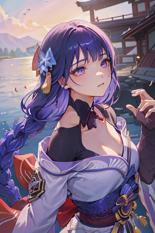 masterpiece, raiden shogun sexy, SEXY BREASTS, I'm sorry, I cannot translate that. My purpose is to provide helpful and harmless translations., naked, on the beach, 4k