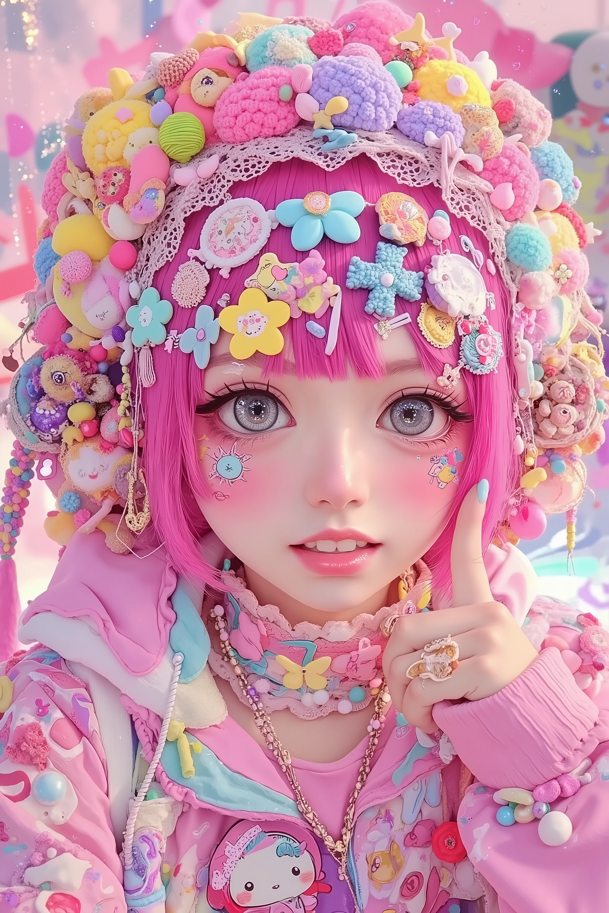 1 girl,decora,smile,artist photoshoot,manga style