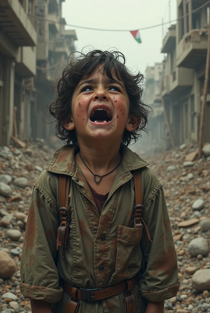 Palestine child cry for food