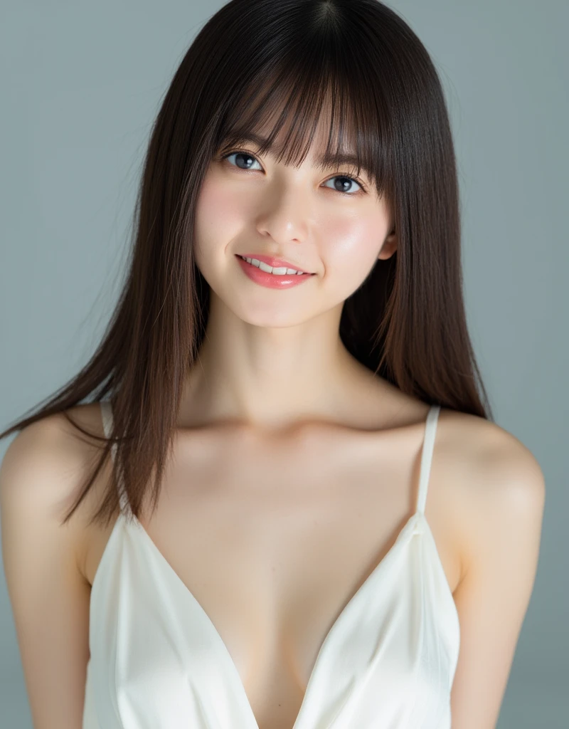 Breast Exposure、smile、cute、The face is very delicate、最高masterpiece, (Highest quality, 8K, 32k, masterpiece, Hmm.........: 1.2), Japanese women:1.5, Big Breasts:1.5、Long Hair:1.5、Looking up、smile、Open、Completely naked、Hotel