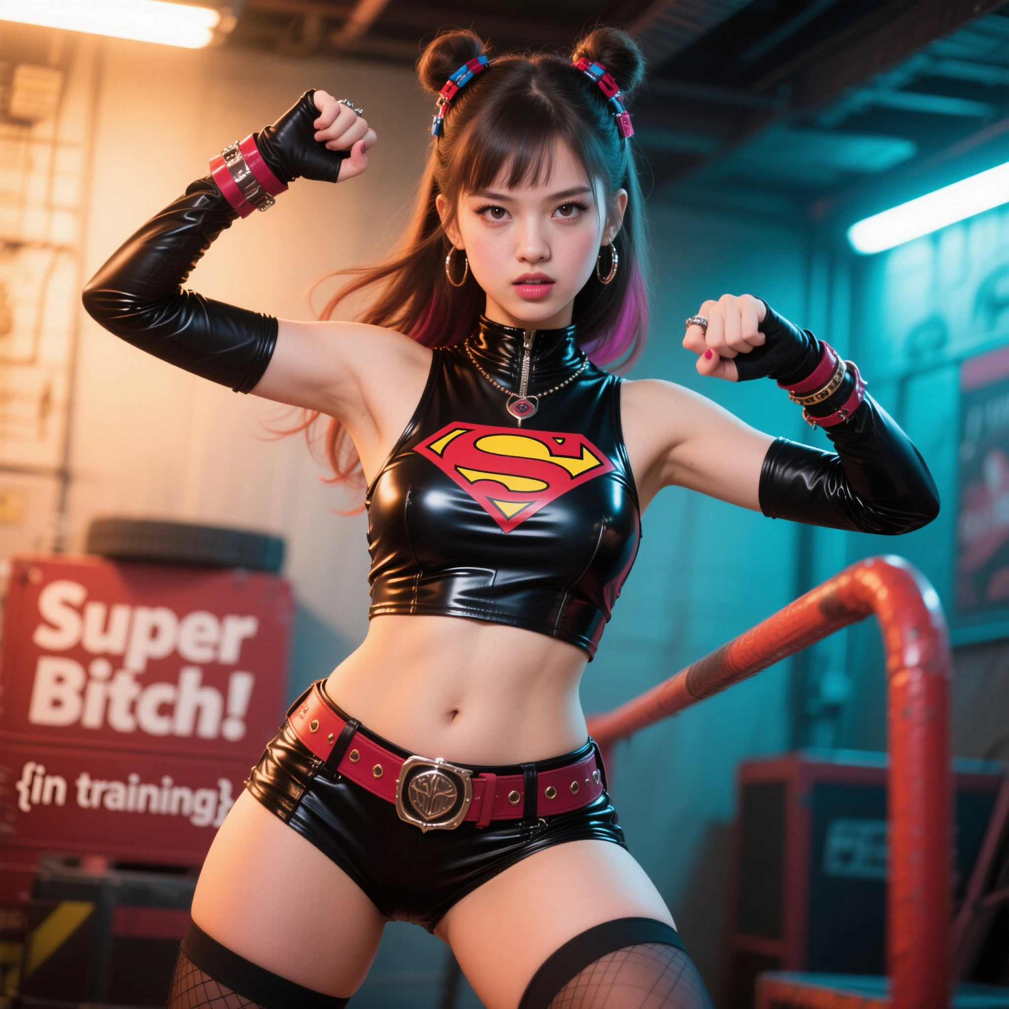 Karol Sevilla, Ultrarealistic high quality image, wearing miraculous costume ( Ladybug), small breasts, visible breasts, vagina visible, 