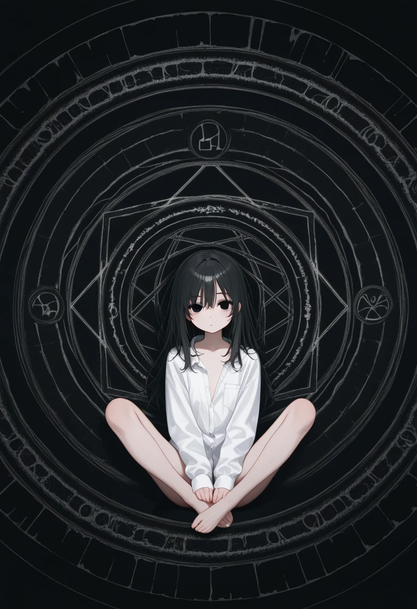 One girl, (Black eyes:1.3),triumphant look、Looking from above、Black Hair, Pubic hair, break (gray shirt:1.5), (Black see-through underwear:1.3), Plain underwear, Huge breasts, naked, Exposed Skin,put your hands on your knees, return, Hips, break (White background:1.2), Black theme、夜 break looking at viewer, break (masterpiece:1.2), highest quality, High resolution, unity 8k wallpaper, (figure:0.8), (Beautiful fine details:1.6), Highly detailed face, Perfect lighting, Highly detailed CG, (Perfect hands, Perfect Anatomy),,Anime Style、sketch、Contours in the eyes、sit、sit、lie down、Happy expression、from below