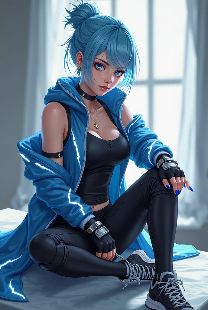 full bodyesbian, blue hair, hair bow, longeyelashes, cat ears, full bodyesbian, long leges, tall, basketball suit, shorter pants, athletic sneakers, blue hair, hair bow, longeyelashes, cat ears, high detail, high detail, masterpiece, ccurate, anatomically correct, textured skin, super detail, high details, high quality, award winning, best quality, 16k, masterpiece, ccurate, anatomically correct, textured skin, super detail, high details, high quality, award winning, best quality, 16k --auto