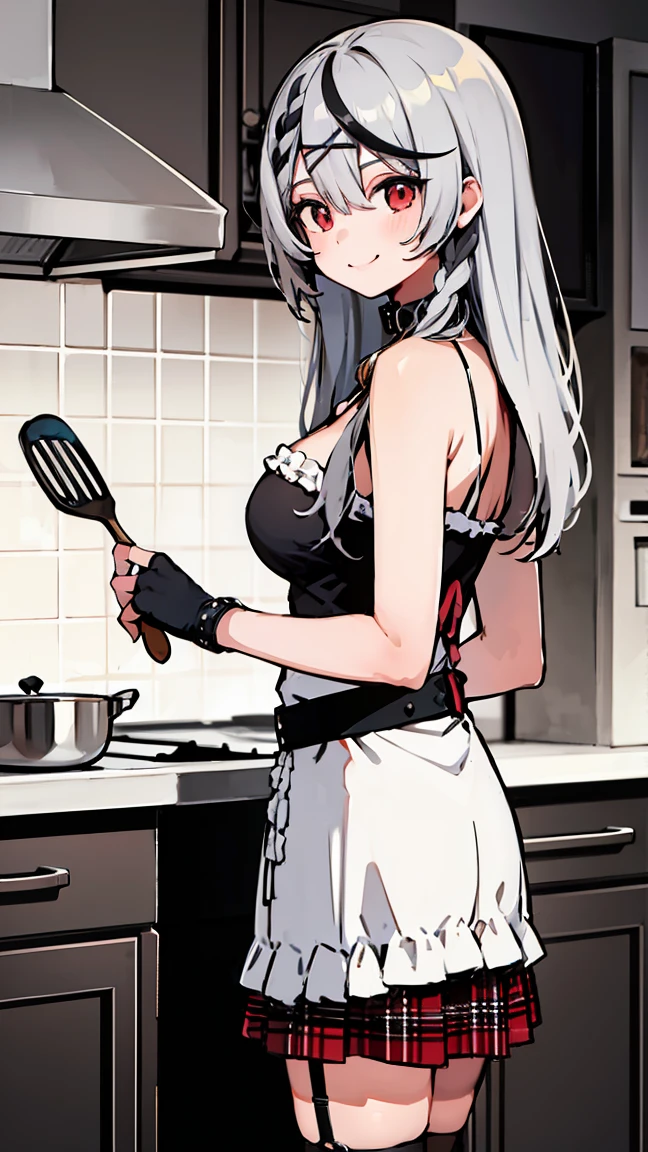 Married women、Married Woman、40 years old、Side Ponytail、wedding ring、Knitted sweater、Short tight skirt、Black Pantyhose、panties under pantyhose、kitchen、Highest quality, smile、Sulky face, black lace bra、Black lace panties, Big 、Big Ass、Plump thighs、Holding a knife、I'm cooking、Sweaty pantyhose、Point your big ass at me、slouch