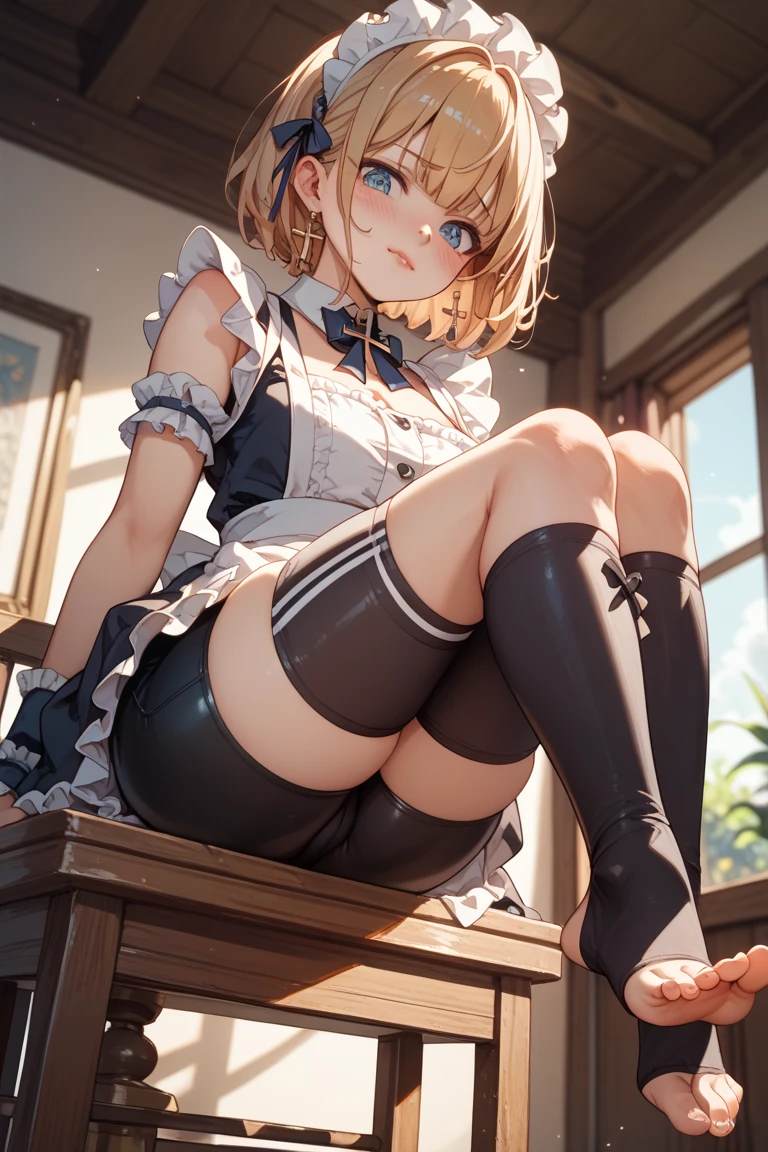 ((masterpiece, Highest quality)), Detailed face, Character Sheet, peeing, squatting, ((((Emphasizes sexy crotch:1.35)))、((((Spread your legs wide、Touching the thigh、Lots of pubic hair revealing the crotch、large pointy breasts)))), Embarrassing, blush,Yellow pee, (sweating:1.4),nude, Peeing