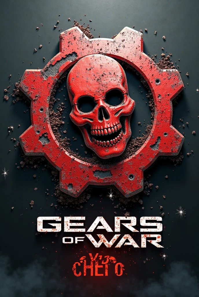 Create a title that says gears of war 6 with a red skull on a gear