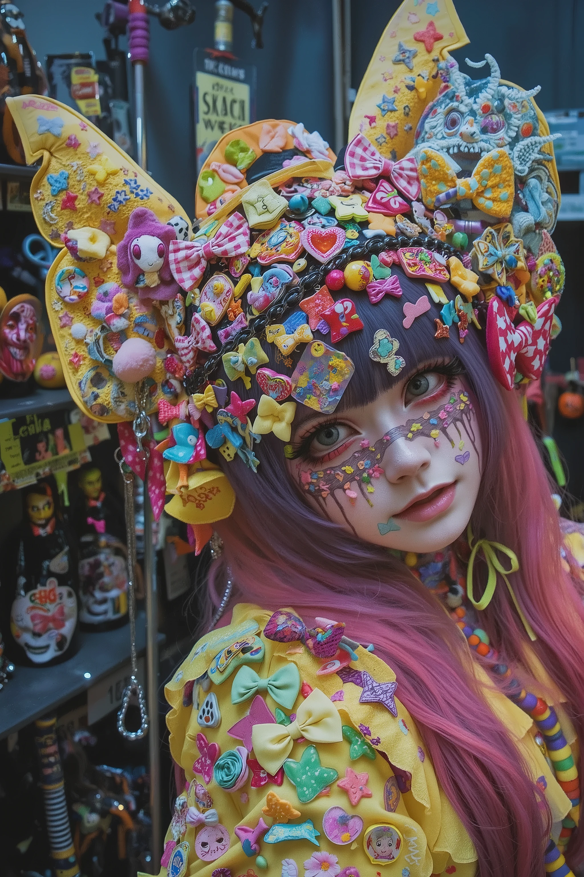 face shot,fashion portrait,zombie,girl,decora,halloween,in halloween studio