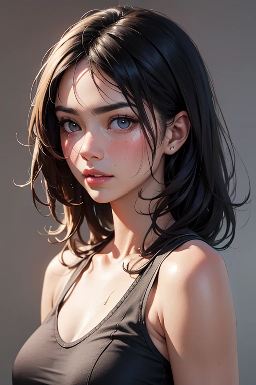Large color block, creative illustration, high image quality, (medium portrait shot:1.4), (topless:1.3)