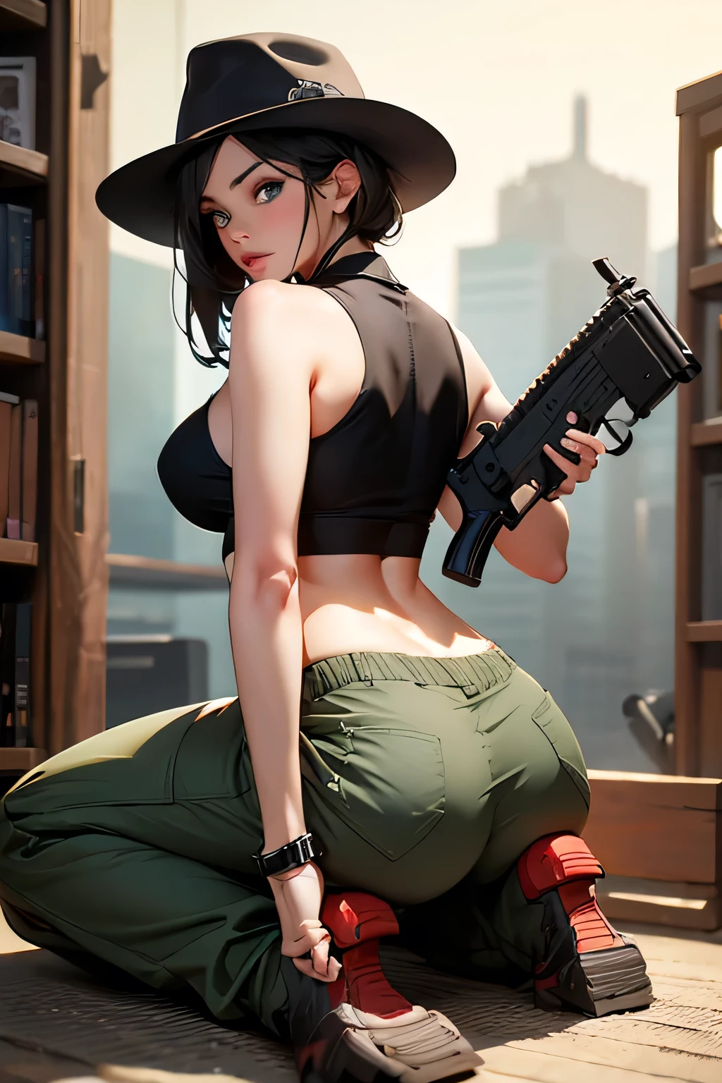racist brown-haired woman with blue eyes . 27 years old . bob hairstyle .  size 3 . she smiles . A racist brown-haired woman with blue eyes is holding a Colt . {gnmxft, }{1girl, }{solo, }{realistic, }{gun, }{weapon, }{looking at viewer, |||}{holding weapon, |||}{handgun, |||||||||||}{holding gun, ||||}{holding, ||||}{navel, |||||||||||||||||||||}{, ||||||||||}{rifle, |||||||||||||||||||||||||}{parted lips, |||||||||||||||||||||||||}{, |||||||||||||||||||||||||}{standing, |||||||||||||||||||||||||}{revolver, ||||||||||||||||||||||||||}{assault rifle, ||||||||||||||||||||||||||}{holster, |||||||||||||||||||||||||||}{full body, |||||||||||||||||||||||||||}{sitting, |||||||||||||||||||||||||||}{female pubic hair, ||||||||||||||||||||||||||||}{camouflage, ||||||||||||||||||||||||||||}{pubic hair, ||||||||||||||||||||||||||||}{trigger discipline, ||||||||||||||||||||||||||||}{finger on trigger, |||||||||||||||||||||||||||||}{, |||||||||||||||||||||||||||||}{midriff, |||||||||||||||||||||||||||||}{open mouth, |||||||||||||||||||||||||||||}{looking back, |||||||||||||||||||||||||||||}{m4 carbine, |||||||||||||||||||||||||||||}{cowboy hat, |||||||||||||||||||||||||||||}{cowboy western, |||||||||||||||||||||||||||||}{, |||||||||||||||||||||||||||||}{thigh holster, ||||||||||||||||||||||||||||||}{aiming, ||||||||||||||||||||||||||||||}{camouflage pants, ||||||||||||||||||||||||||||||}{suppressor, ||||||||||||||||||||||||||||||}{shoulder holster, ||||||||||||||||||||||||||||||}{green pants, ||||||||||||||||||||||||||||||}{uniform, ||||||||||||||||||||||||||||||}{military, ||||||||||||||||||||||||||||||}{aiming at viewer, ||||||||||||||||||||||||||||||}{holstered, |||||||||||||||||||||||||||||||}{thigh strap, |||||||||||||||||||||||||||||||}{m1911, |||||||||||||||||||||||||||||||}{completely , |||||||||||||||||||||||||||||||}{bob cut, |||||||||||||||||||||||||||||||}{submachine gun, |||||||||||||||||||||||||||||||}{dark skin, |||||||||||||||||||||||||||||||}{tongue, ||||||||||||||||||||
