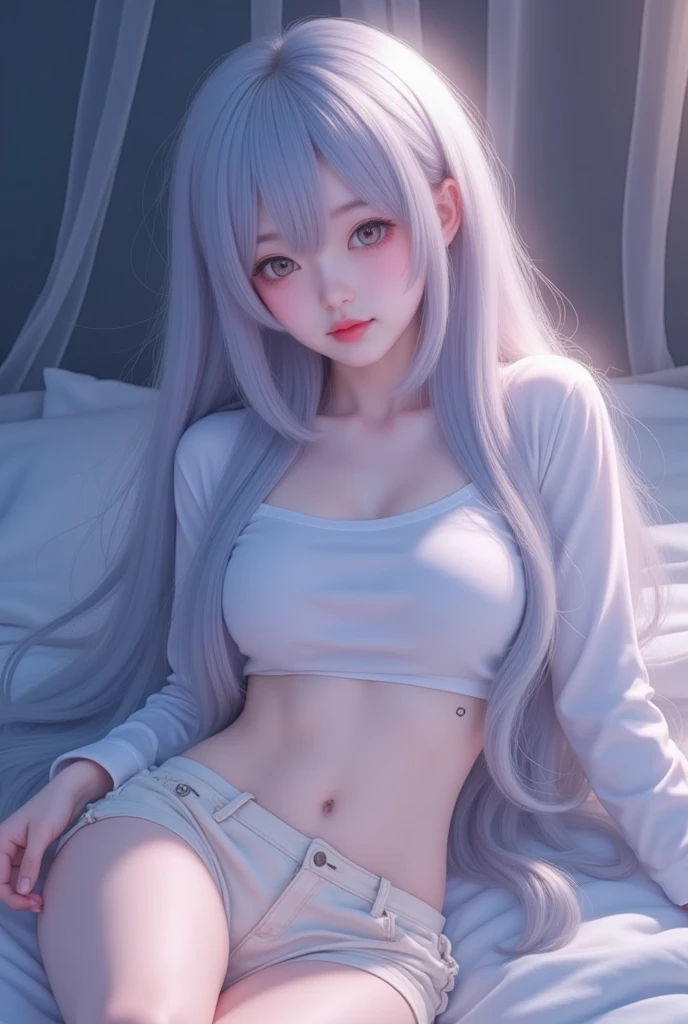 portlate, a girl, school uniforms with skirt, NSFW, visible and detailed medium sized boobs, open shirt, bright expression, young, white, shiny, shiny skin, best appearance, supreme beauty, the most beautiful platinum hair in the world with violet gradients 、 shiny light hair 、 super long and silky straight hair 、 beautiful bangs that shine 、 bright attractive and crystal clear violet eyes 、 very beautiful and cute 16 year old girl