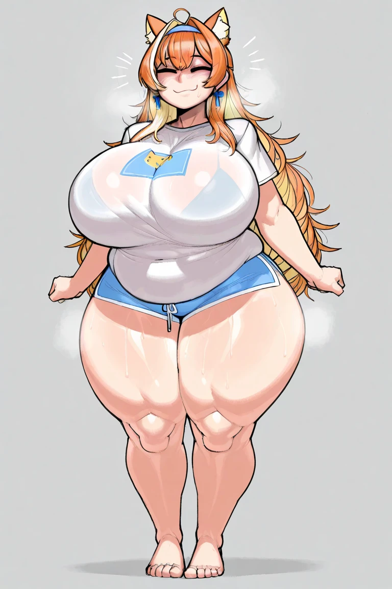 ((Knee-high socks))、{(((Wide Hips)))、 (((plump and thick thighs)))、((Big Ass))、(Big Breasts)、whole body