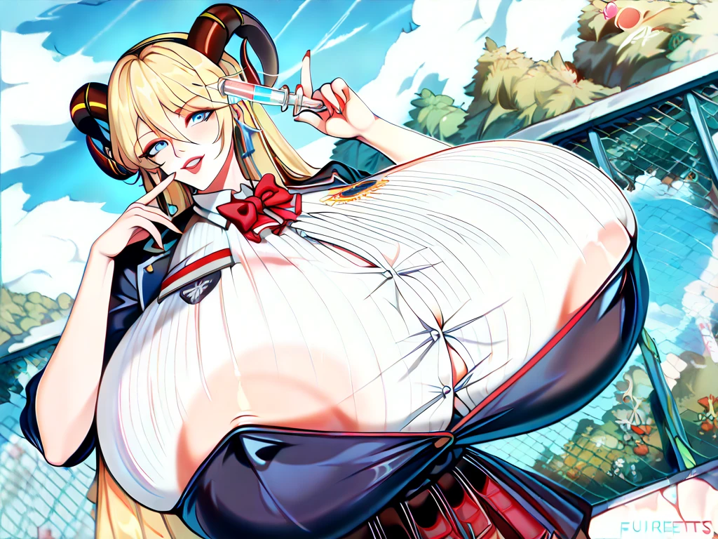 Sexy girl wearing (big diaper), ((Miss Fortune)), ((Bowsette)), busty, (big breasts), wide hips, (leather), stockings, fishnets, (leather corset), (hypnotic), (magical), (blushing), pleasure, (orgasmic), colorful, ((mommydom)), ((pirate)), (pirate ship), ocean, sails, sunlight, tropical