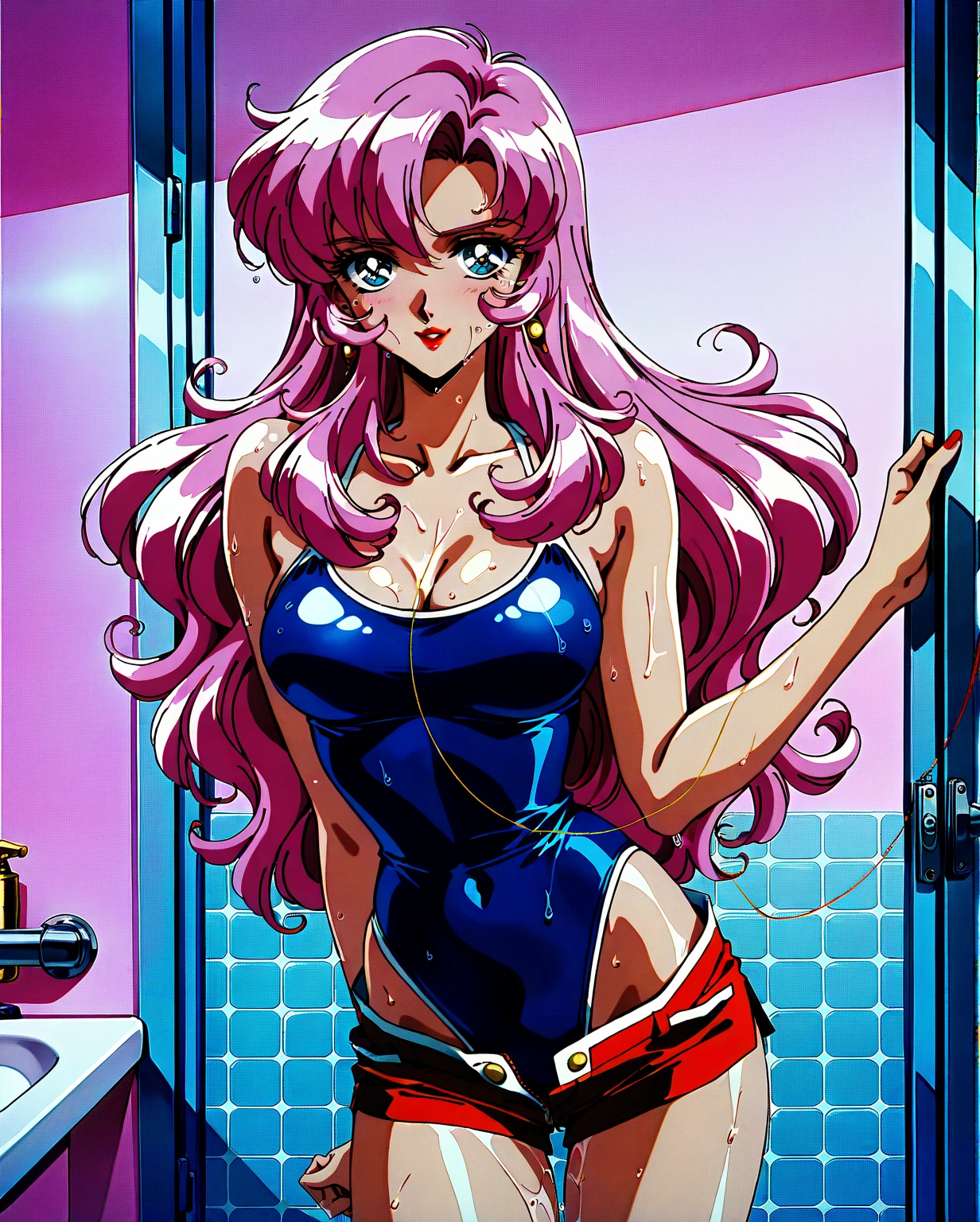mulher musculosa Sailor Moon exibindo os musculos extremamente definidos malhando