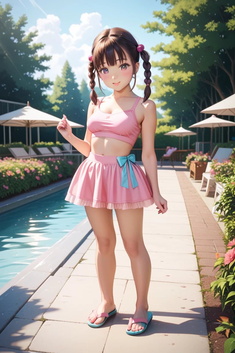 very cute and beautiful girl,(highly detailed beautiful face),(pink leotard:1.2),sleeveless,(laugh),blush, sitting on training mat in wooden gym,(spread legs),cowboy shot,hair band,black hair,looking at viewer, (best quality,masterpiece:1.0),absurdres,highres,ultra-detailed,extremely detailed,32k,8k resolution, intricate details,cinematic scene,detailed background,solo,dynamic angle,