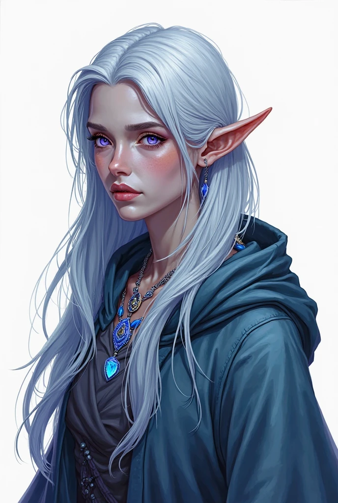 ((best quality)), ((masterpiece)), (detailed), 1girl, Blue skinned half elf with silver hair and emerald green eyes wearing the clothes of a monk 