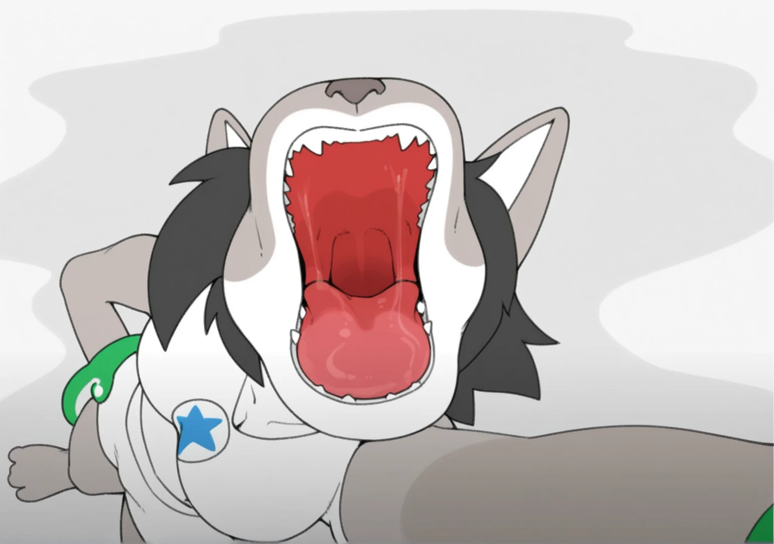 Adult male, cool guy, furry, black wolf,(black,white,blue,1.5:1:0.5) (long furry tail), black eyes, detailed eyes,  Simple gray and white (border) background(gray,white,1:2), muscle, close-up anus view, (ass short distance), anus that's been fucked a hundred times and sloppy, Black tank top hoodie, Black Fingerless Gloves, pleasant expression, (sigh), dumbfounded look on one's face,(cranky)(glares), stoop low, anus focus, excessive anal fisting, fist in anus, large penis,(balls are drawn forward.), excessive big anus, big pre-butt, legs, big balls, excessive motion lines, (trembling), anus steam, sweat, pre-Butt (line of movement) (shudder), ((The letters "AHH...")), excessive anus grab, loose anus after being fucked, anus sphincter muscle loosened and spread anus, by bogexboog,by zixiong,by milkytiger1145,by null-ghost