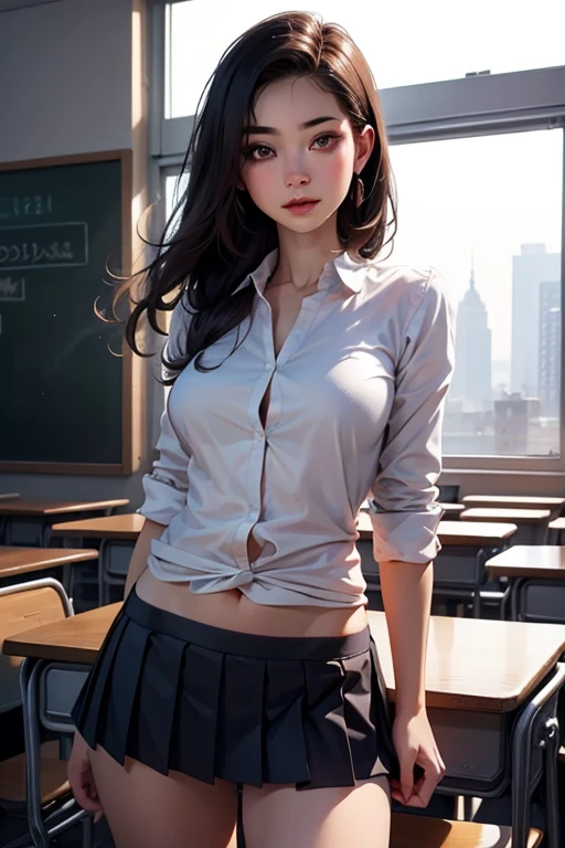 (full figure:1.1), (1 girl as yukino yukinoshita:1.5), highres, solo, big breasts, waist long black hair, (twintails:0.5), (pleated school miniskirt:1.5), (black knee socks:1.5), (loose red ribbon:1.2), (cotton skirt:1.5), (unbuttoned white shirt:1.4), (ahegao:1.5), green eyes, (rolling eyes:1.5), (torn clothes:1.5), (naked breasts:1.5), spread legs, (squatting:1.1), legs wide open, (drugged:1.5), breastapart